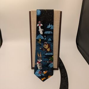 Warner Bros. Blue and Black Looney Tunes Tie Space Moon